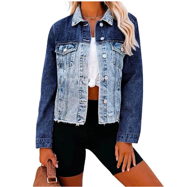 LONGBIDA Two Tone Denim Jacket