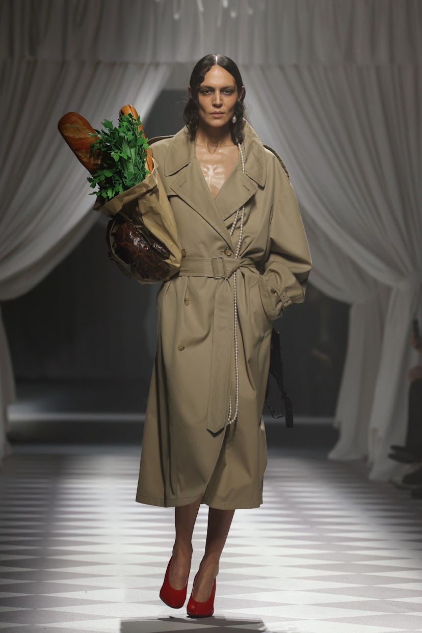 A model walks the runway at the Moschino fashion show during the Milan Fashion Week Womenswear Fall/...