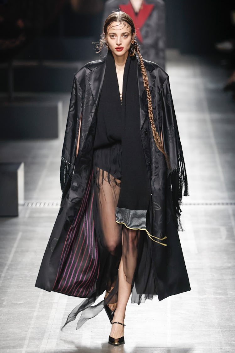A model walks the runway during the Etro Ready to Wear Fall/Winter 2024-2025 fashion show as part of...