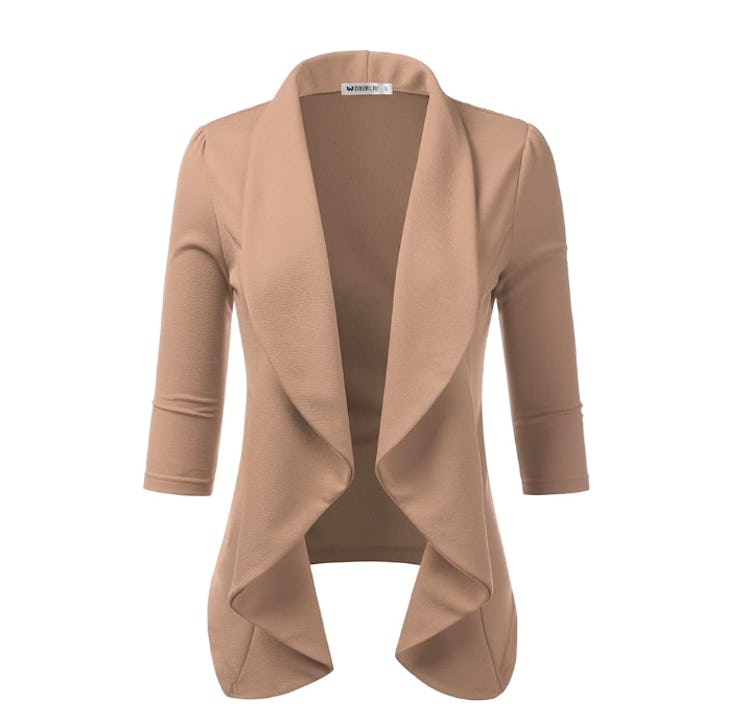 DOUBLJU 3/4 Sleeve Open Front Blazer