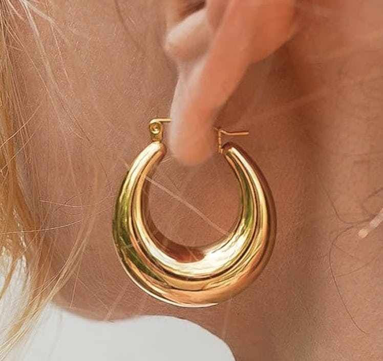 Tewiky Chunky Gold Hoop Earrings