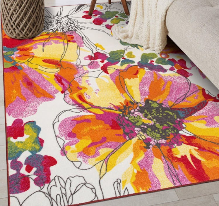 Rugshop Modern Bright Flowers Rug