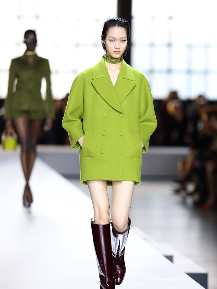 A model walks the runway at the Gucci Women's Fall Winter 2024 Fashion Show during Milan Fashion Wee...