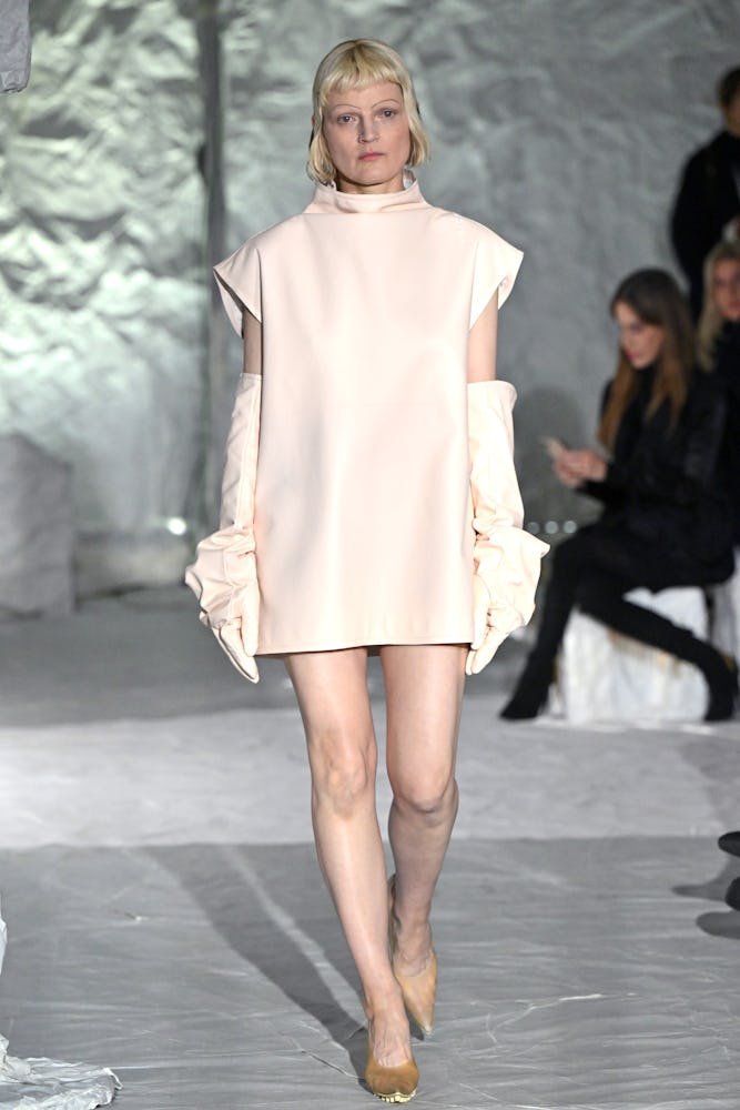 A model walks the runway at the Marni fashion show during the Milan Fashion Week Womenswear Fall/Win...