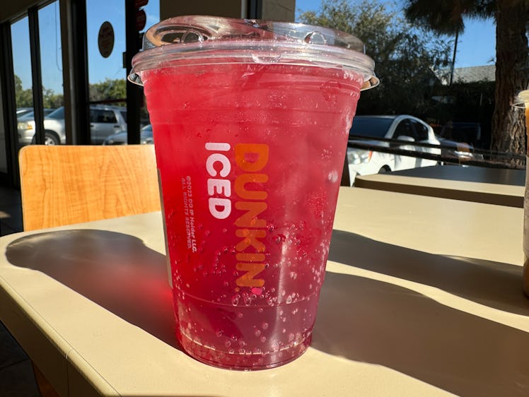 I tried the Dunkin' Berry Blast energy drink. 