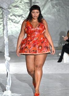 Paloma Elsesser walks the runway at the Marni fashion show during the Milan Fashion Week Womenswear ...