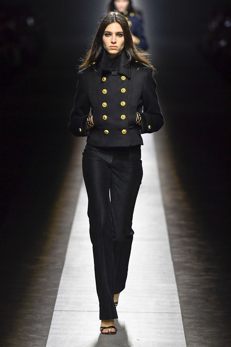 Model on the runway at Tom Ford RTW Fall 2024 as part of Milan Ready to Wear Fashion Week held on Fe...