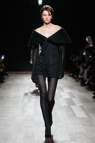 a look from ferragamo's fall 2024 collection shown at milan fashion week