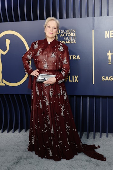 Meryl Streep, Shrine Auditorium ve Expo Hall'da düzenlenen 30. Yıllık Screen Actors Guild Awards'a katıldı.