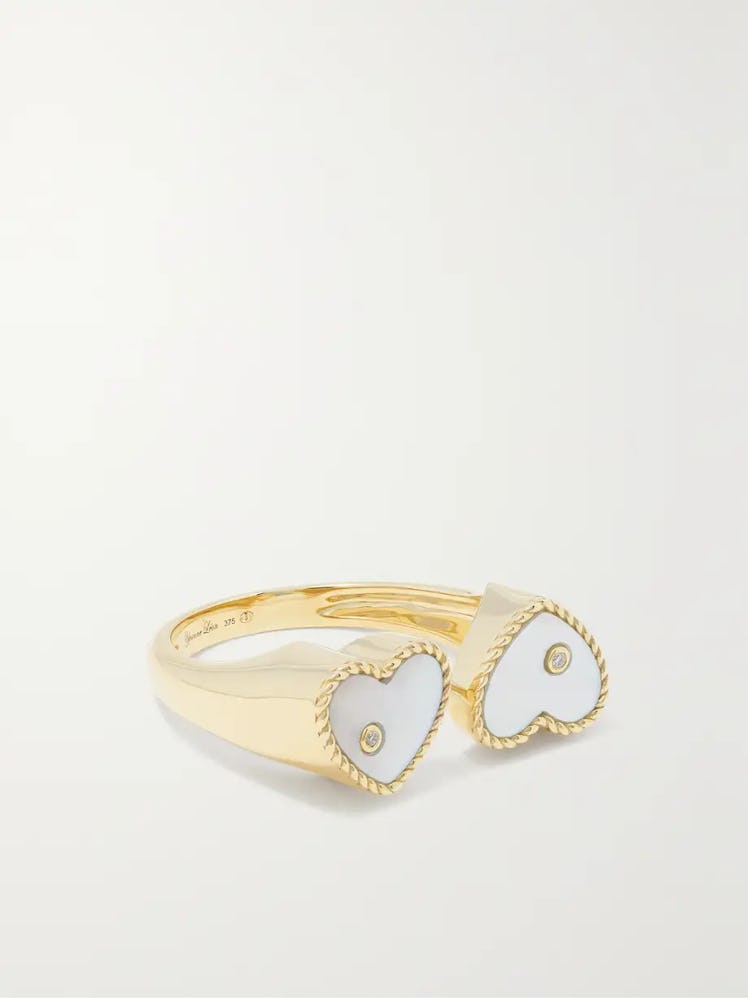 Toi et Moi 9-Karat Gold, Mother-Of-Pearl And Diamond Ring