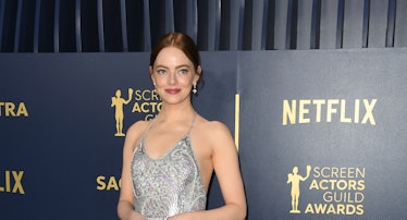 US actress Emma Stone arrives for the 30th Annual Screen Actors Guild awards at the Shrine Auditoriu...