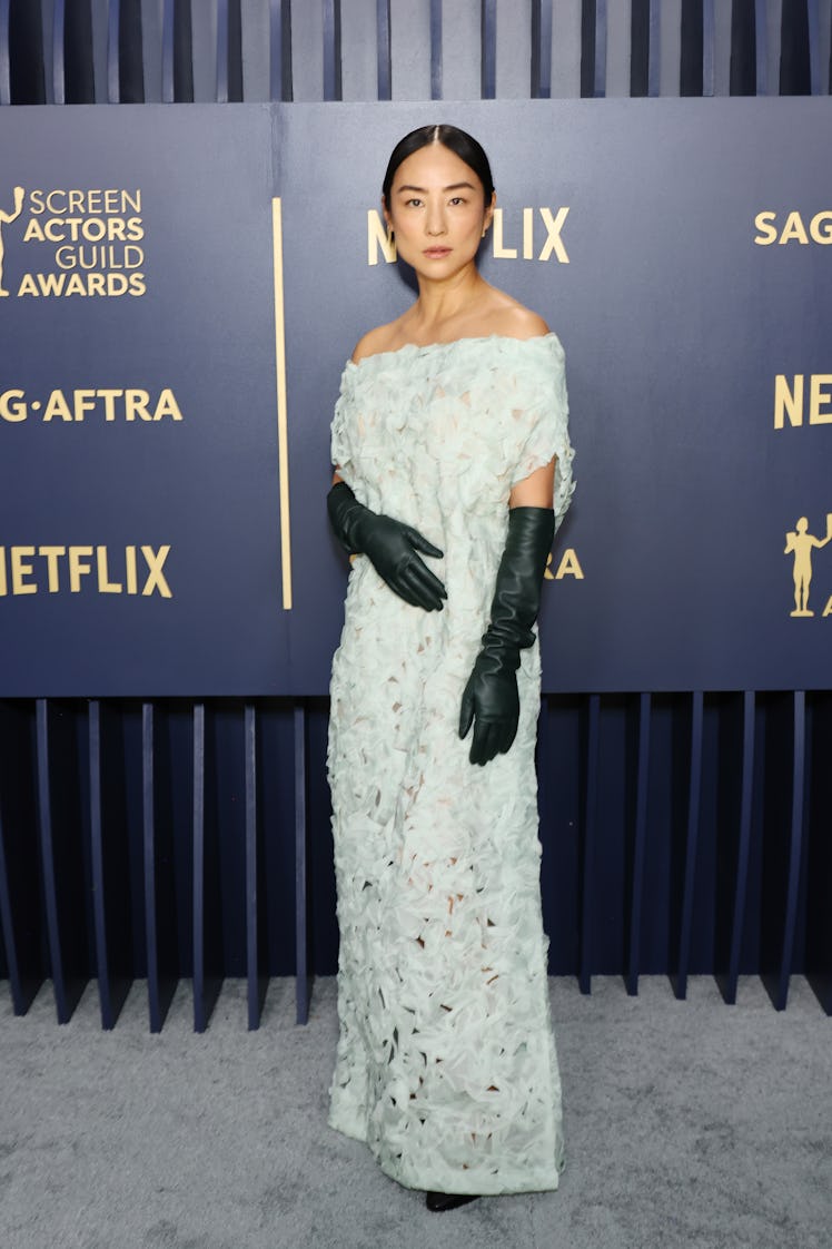 Greta Lee attends the 30th Annual Screen Actors Guild Awards at Shrine Auditorium and Expo Hall on F...