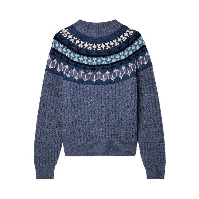 Noel Fair Isle Cable-Knit Cashmere Sweater