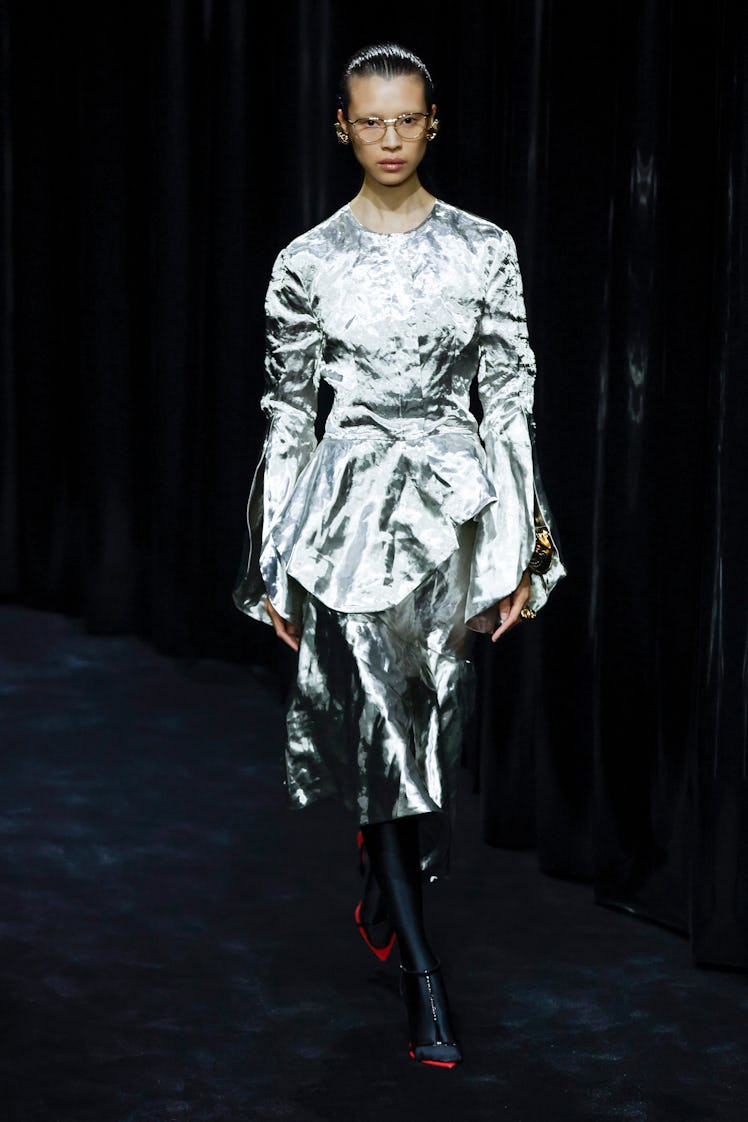 A model walks the runway during the Ferrari Ready to Wear Fall/Winter 2024-2025 fashion show as part...