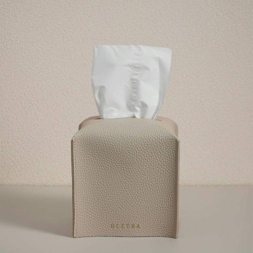 OLETHA Faux Leather Tissues Box Holder (2-Pack)