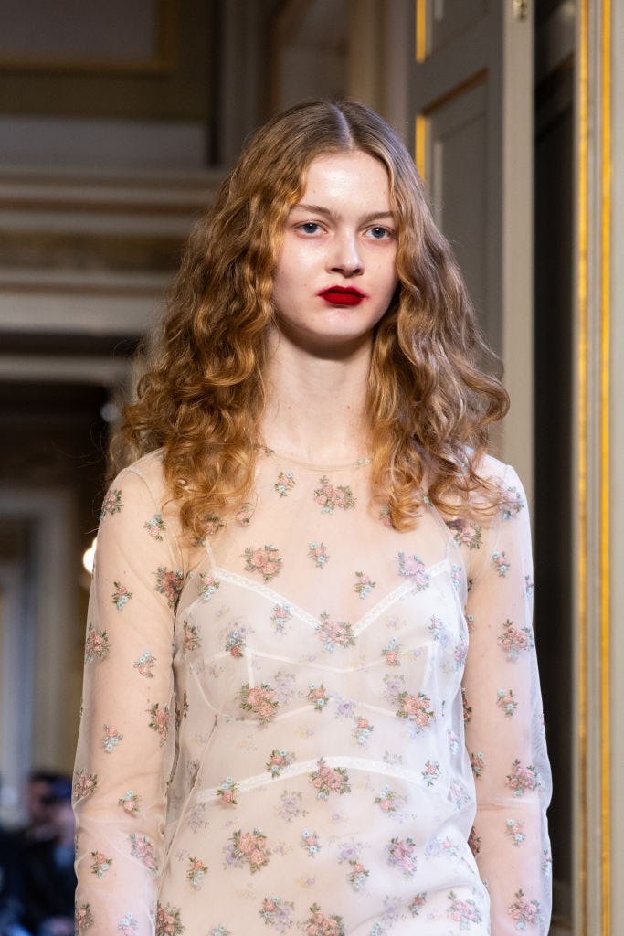 Blurred red lip at Blumarine.