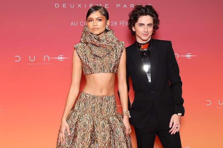 Zendaya and Timothée Chalamet attend the 'Dune: Part Two' premiere in France.