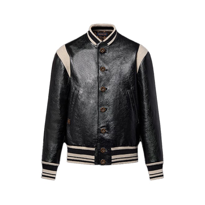 Graphic Leather Varsity Jacket 