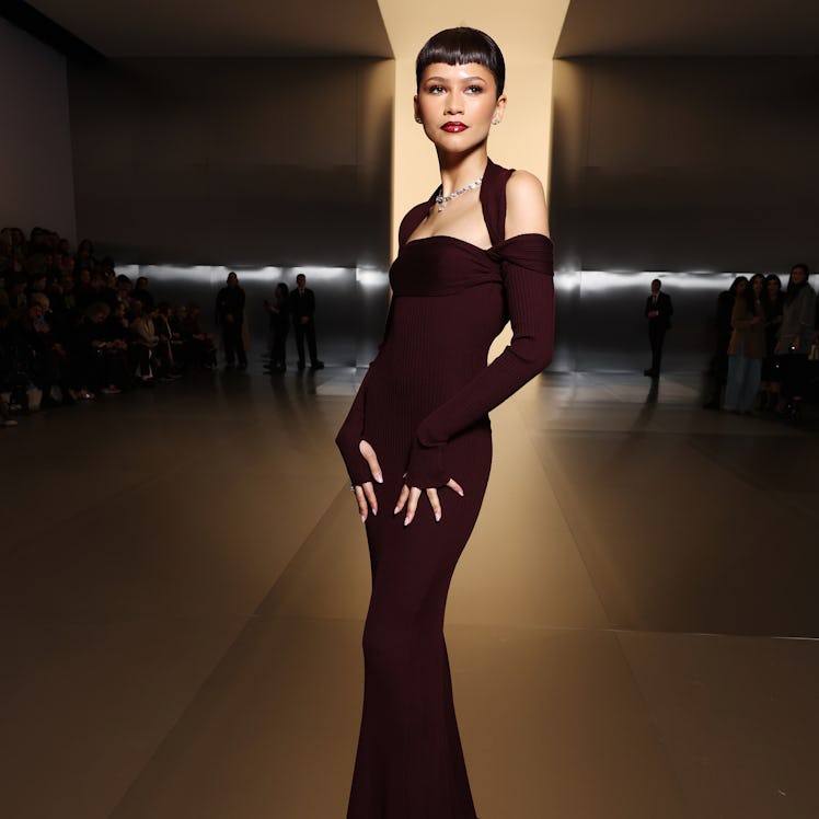 Zendaya wearing 'Dune'-core at Paris Fashion Week - Haute Couture Spring/ Summer 2024.