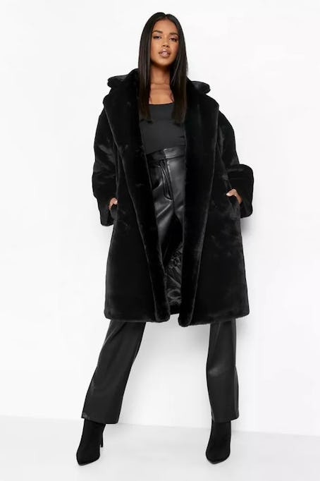 Boohoo Luxe Faux Fur Oversized Coat 