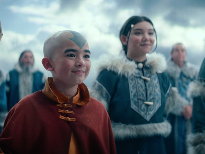 Gordon Comier, Kiawentiio, and Ian Ousley in Avatar: The Last Airbender