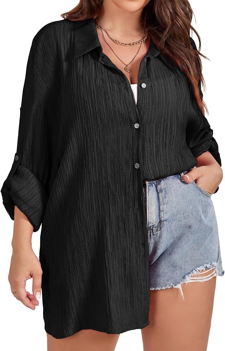 SCOMCHIC Plus Size Button Down Shirts