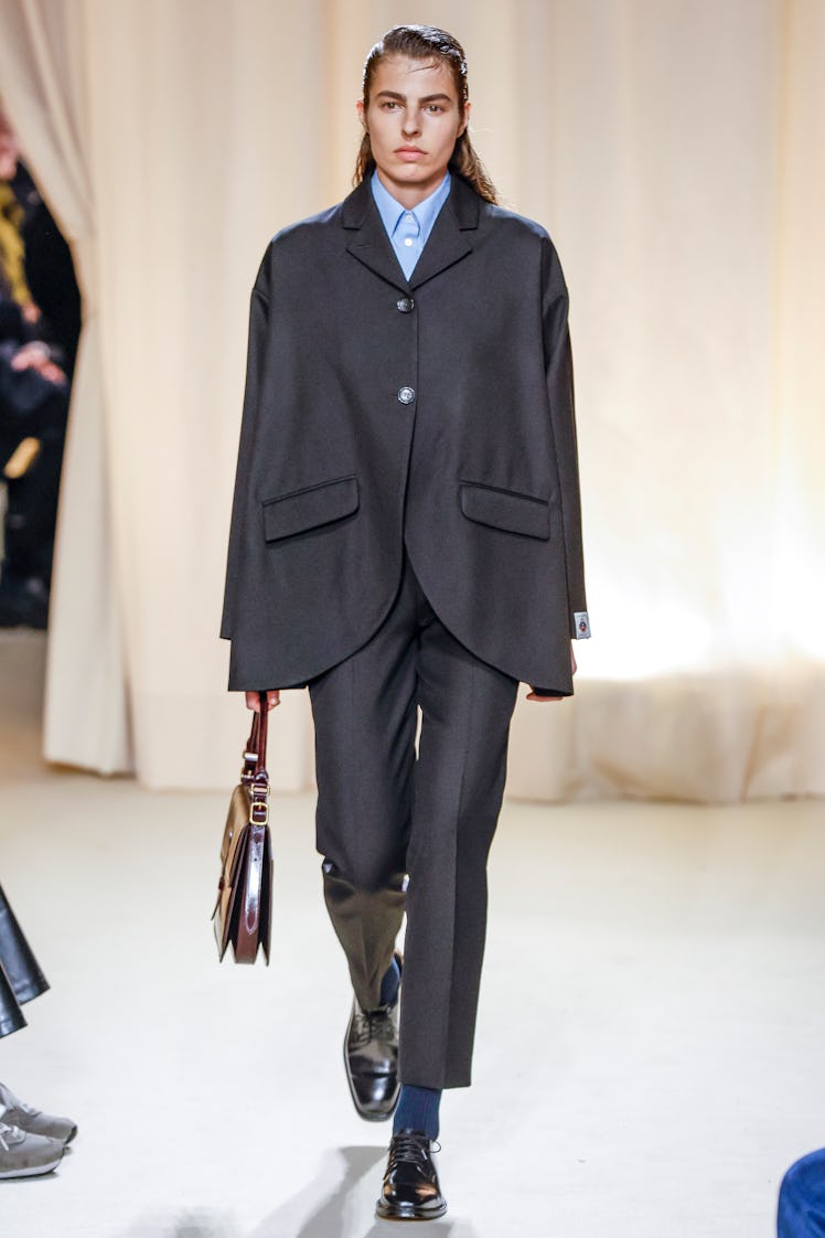 A model walks the runway during the Bally Ready to Wear Fall/Winter 2024-2025 fashion show as part o...