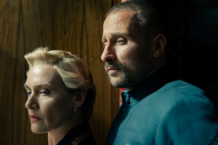 Kate Winslet and Matthias Schoenaerts as Elena and Herbert in a scene from 'The Regime.'