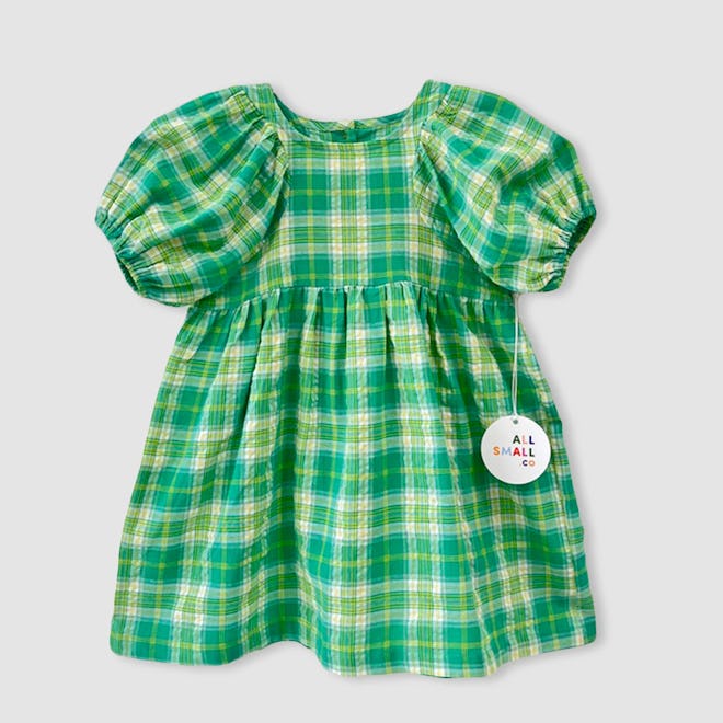 green Plaid Play Dress, a cute toddler st patricks day outfit