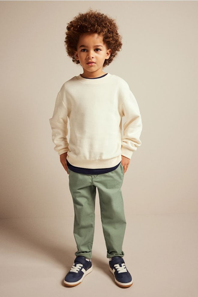 green twill chinos for boys, a cute st patricks day outfit base