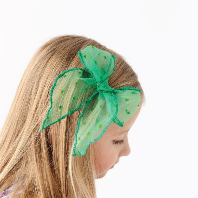 Sheer green bow, the perfect toddler girl st patricks day accessory