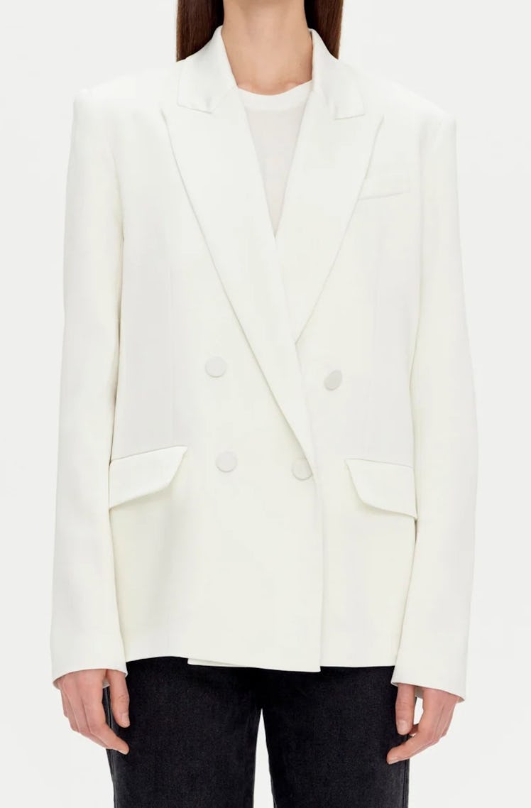 white double breasted blazer
