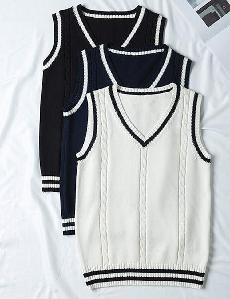 Gihuo Cable Knit Sweater Vest