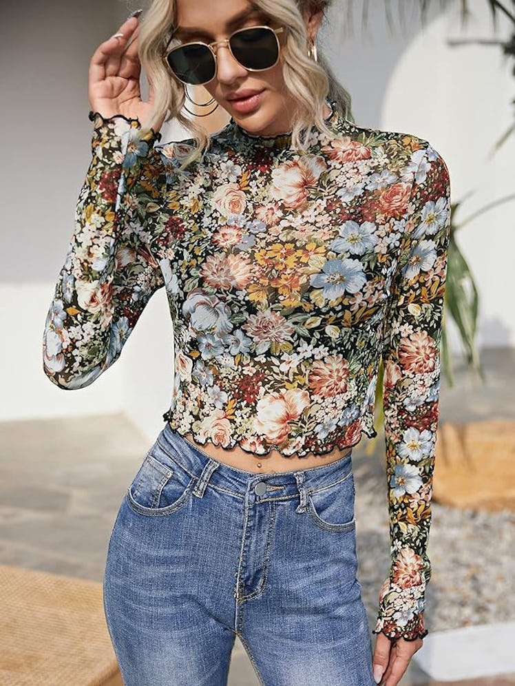 Floerns Sheer Crop Top