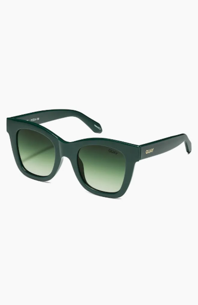 Green sunglasses, the perfect accessory for St. Patrick's Day outfits for women.