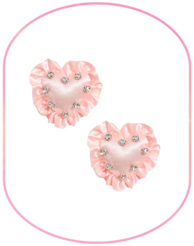 Pink Cushion Earrings With Crystals