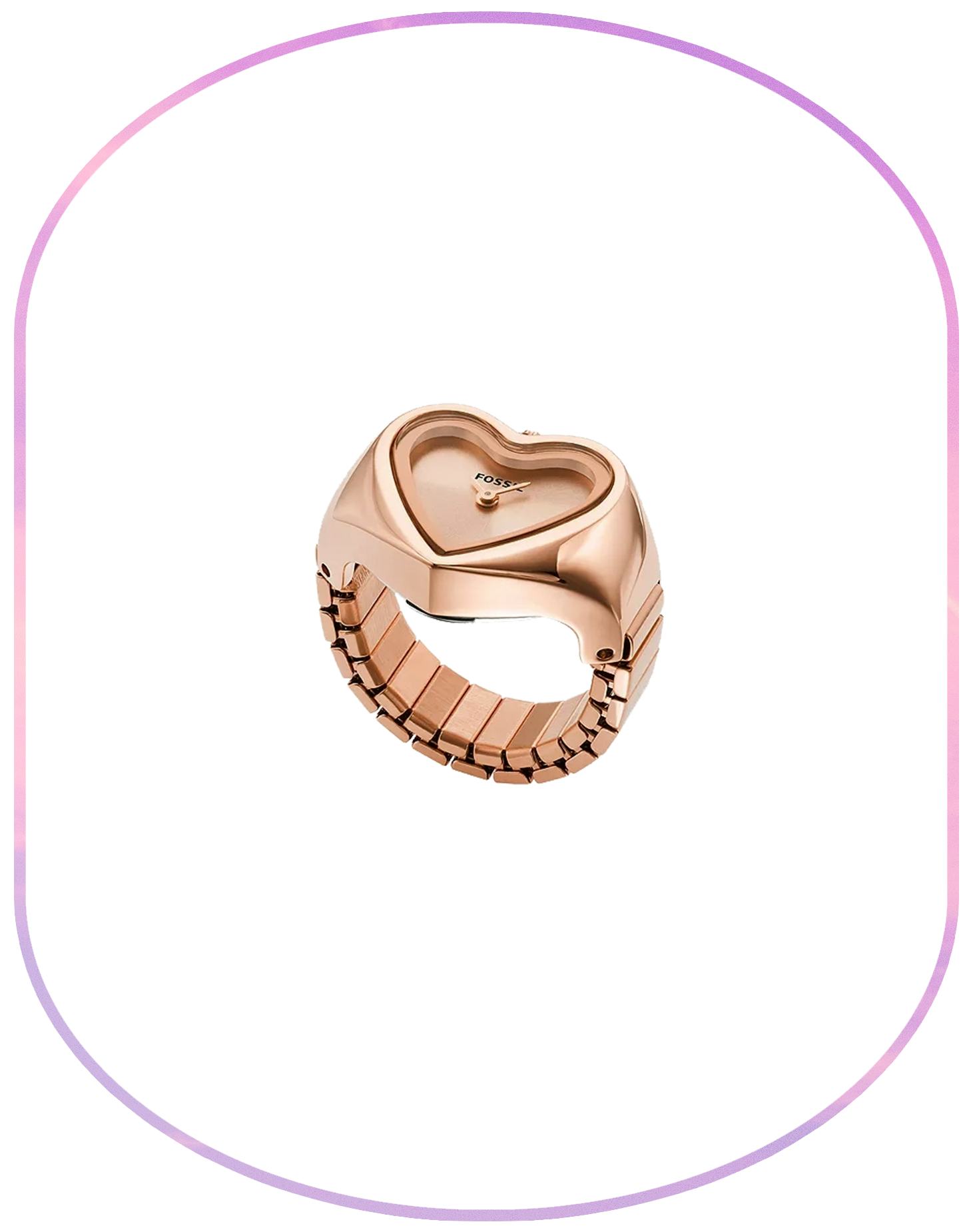 Watch Ring Two-Hand Rose Gold-Tone Stainless Steel