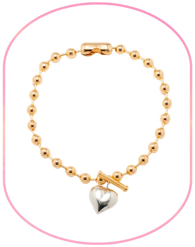 Timeless Pearly Puff Heart 24kt gold & white gold-plated necklace