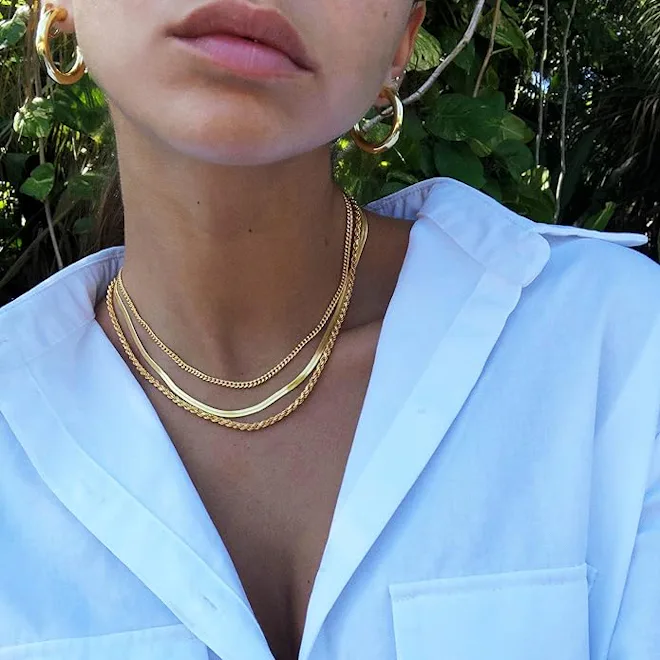 Freekiss 14K-Gold Plated Herringbone Necklace