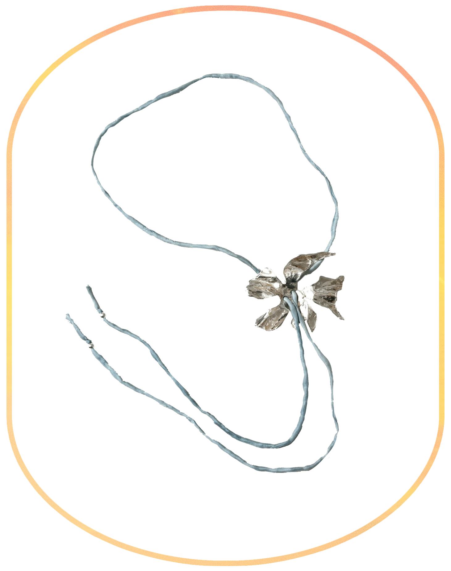 Flower Cord Necklace in Blue