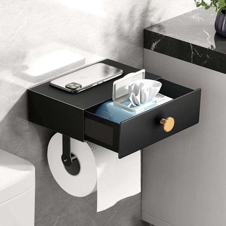 VOLDRA Toilet Paper Holder with Shelf and Dispenser