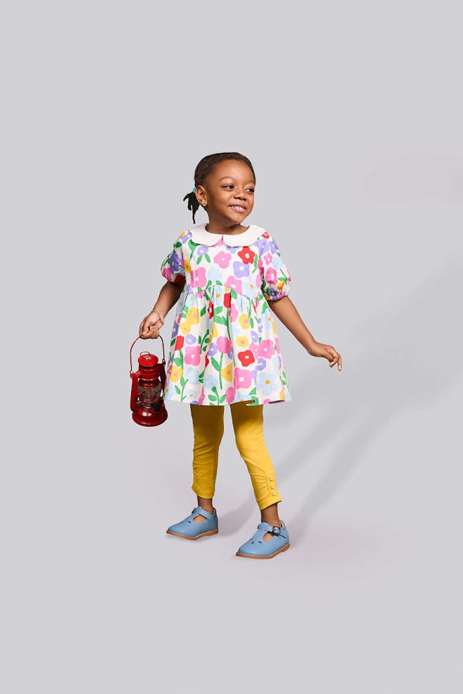 Bright floral patterned top for girls, a perfect easter 2024 outfit for kids.