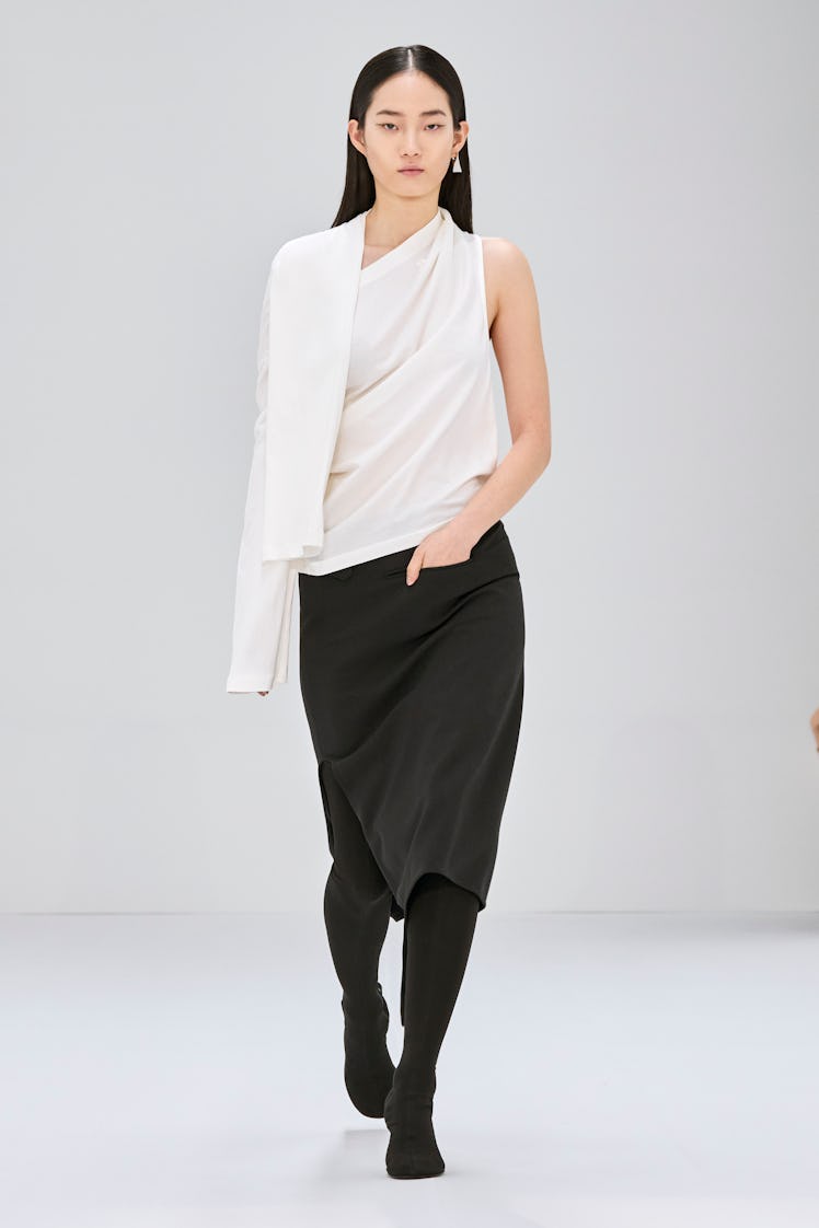 a look from courrèges fall 2024 collection shown at paris fashion week