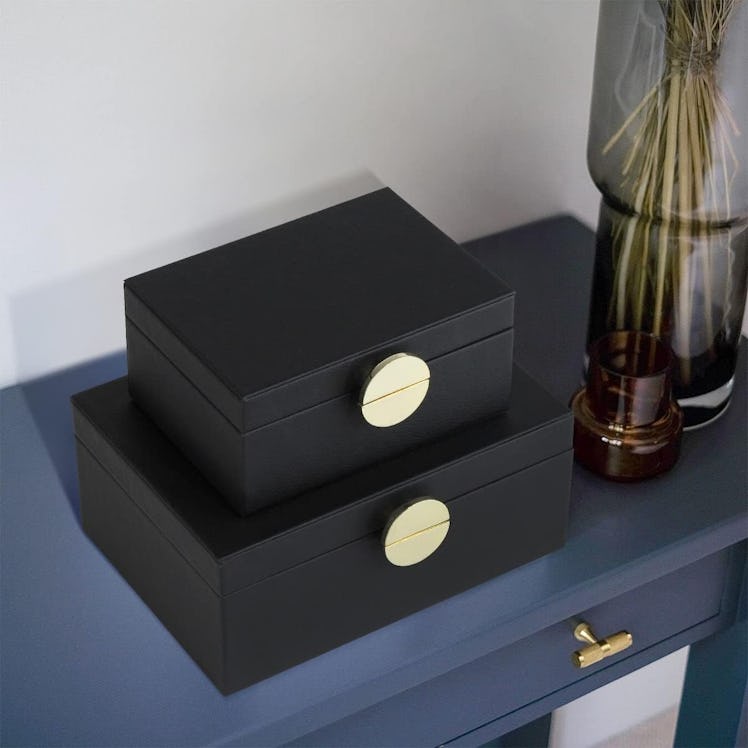 HofferRuffer Faux Leather Jewelry Boxes (Set of 2)