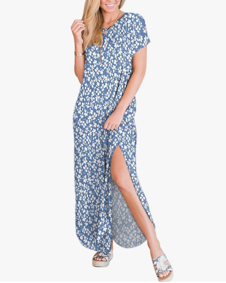 ANRABESS Split Maxi Dress with Pockets