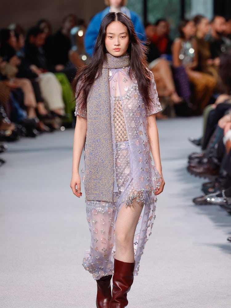 Model on the runway at Rabanne RTW Fall 2024 as part of Paris Ready to Wear Fashion Week held at Pal...