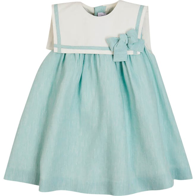 Sleeveless Trapeze Dress With Bow Detail