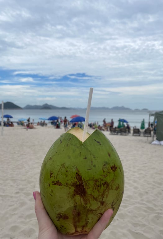 A coconut at Copacabana beach