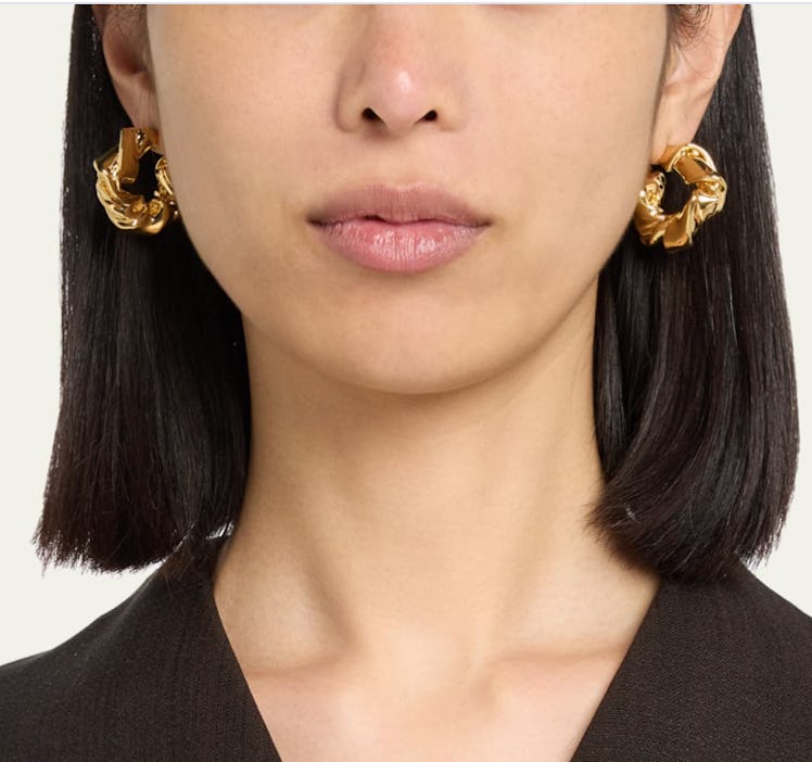 gold folded hoop earrings