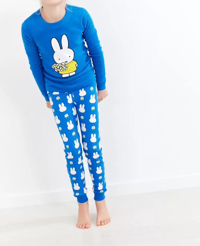 Miffy Print Long John Pajama Set, the cutest easter 2024 pajamas for kids.